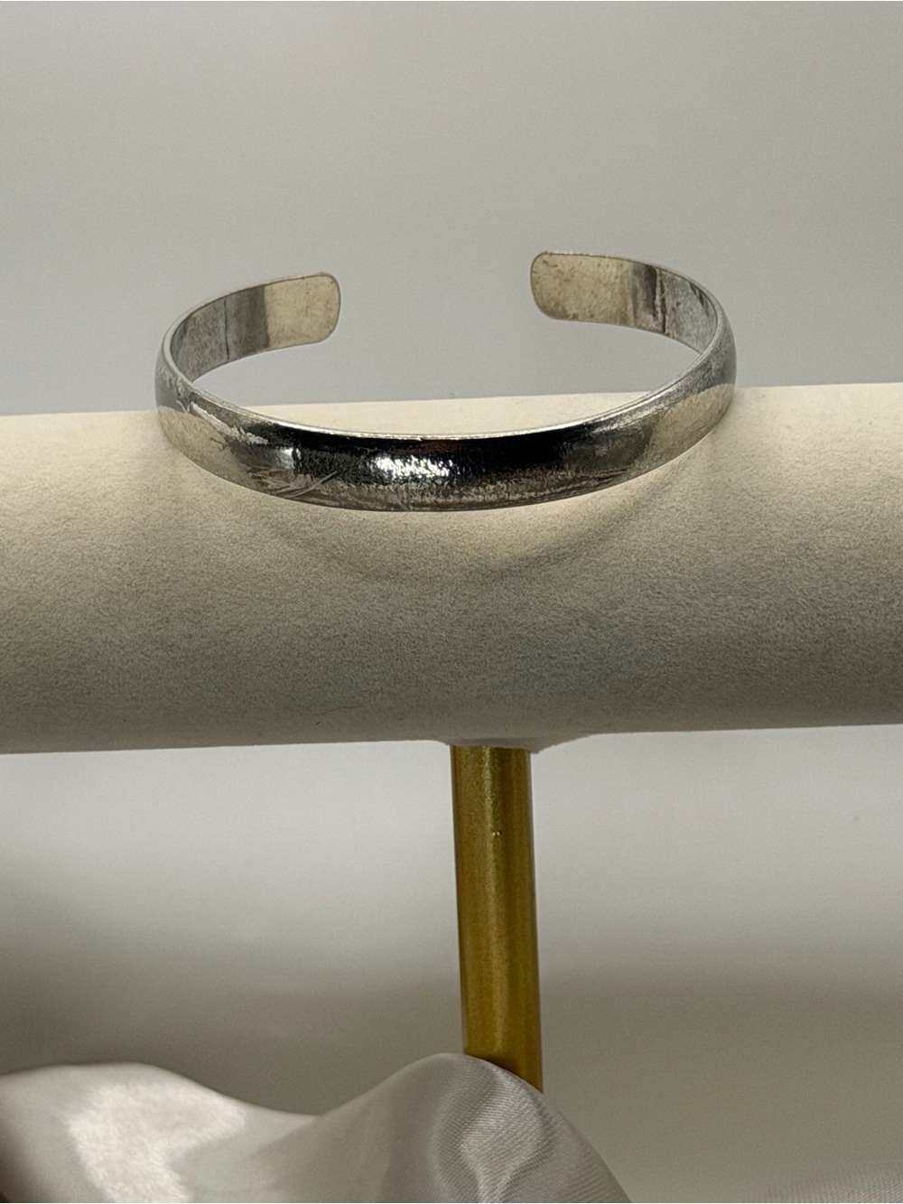 Vintage Fine Silver 999 Cuff Bracelet Minimalist Silver Bangle